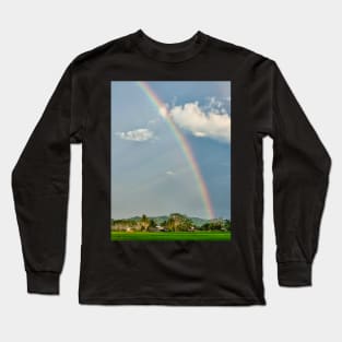 Rainbow over Ricefields, Philippines Long Sleeve T-Shirt